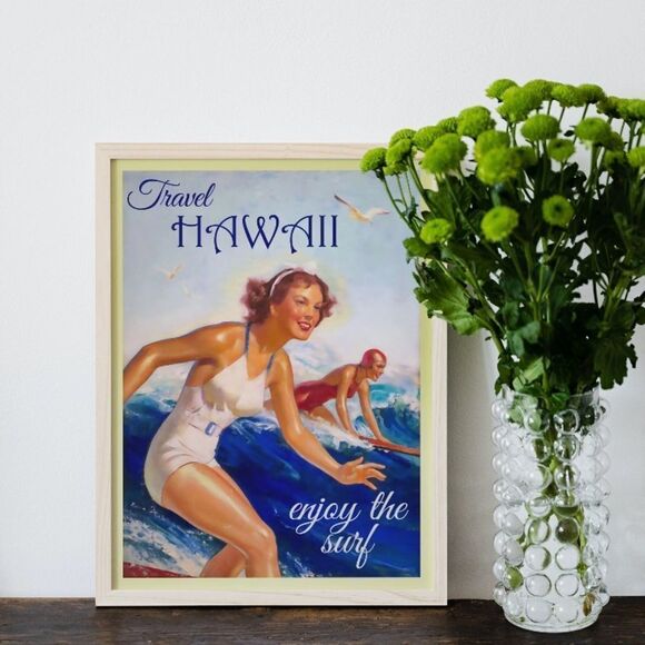 Vintage Hawaii Surfing Print - Picture 5 of 8